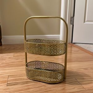 two tier gold mirror stand